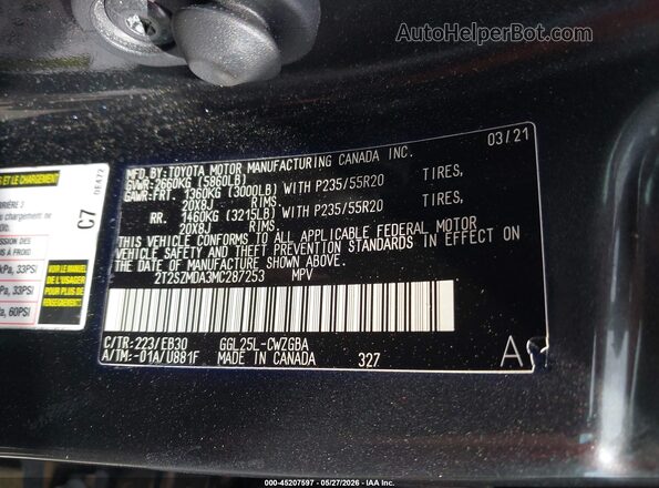 2T2SZMDA3MC287253 2021 LEXUS RX 350 Black Widok komory silnika