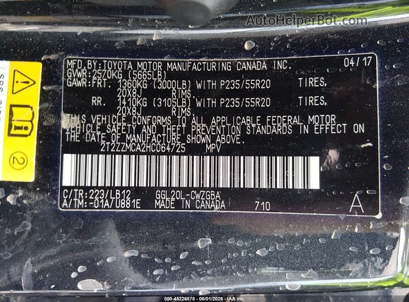2T2ZZMCA2HC064725 2017 LEXUS RX 350 Black Widok komory silnika