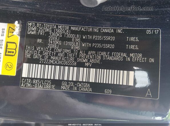 2T2ZZMCA3HC065558 2017 LEXUS RX 350 Blue Вид підкапотного простору