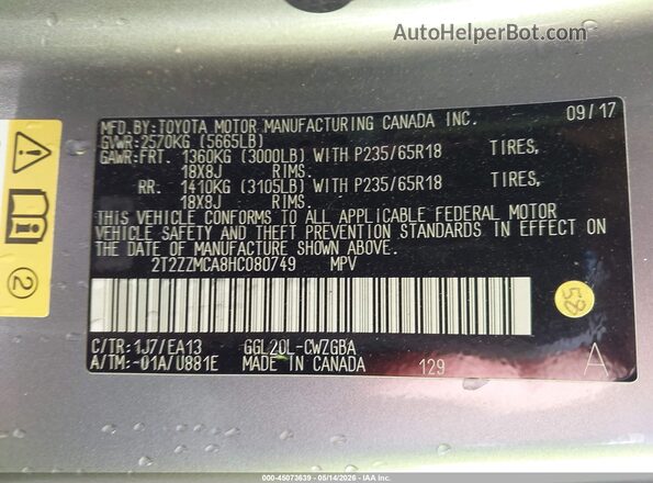 2T2ZZMCA8HC080749 2017 LEXUS RX 350 Gray ძრავის განყოფილების ხედი