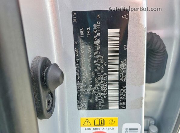2T2ZZMCA8JC113514 2018 LEXUS RX Silver VIN კოდის სტიკერის ხედი