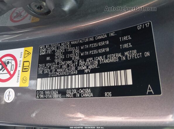 2T2ZZMCAXHC075648 2017 LEXUS RX 350 Gray Vista del compartimento del motor