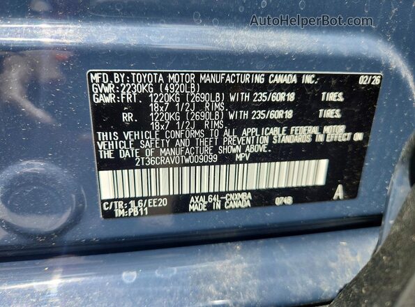 2T36CRAV0TW009099 2026 TOYOTA RAV4 Gray Вид наклейки з VIN-кодом