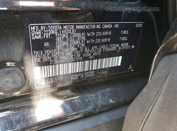 2T36CRAV3TC001919 2026 TOYOTA RAV4 Black VIN კოდის სტიკერის ხედი