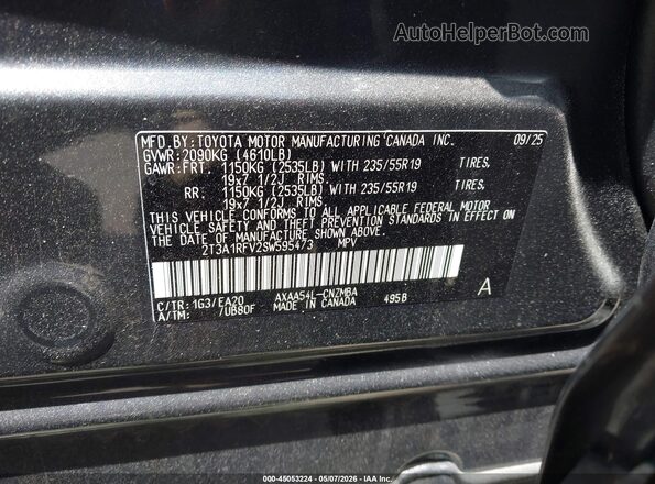 2T3A1RFV2SW595473 2025 TOYOTA LE Gray Vista del compartimento del motor