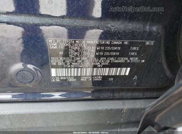 2T3A1RFV3SW579413 2025 TOYOTA RAV4 Blue ძრავის განყოფილების ხედი