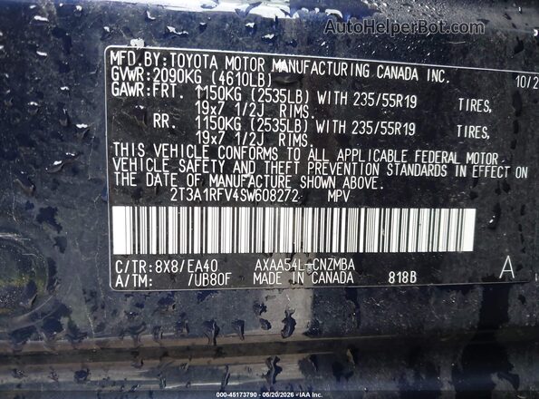 2T3A1RFV4SW608272 2025 TOYOTA RAV4 Blue Engine compartment view