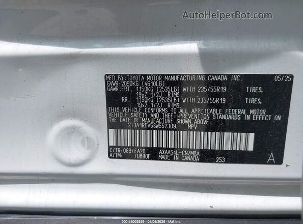 2T3A1RFV5SW552309 2025 TOYOTA LE White 