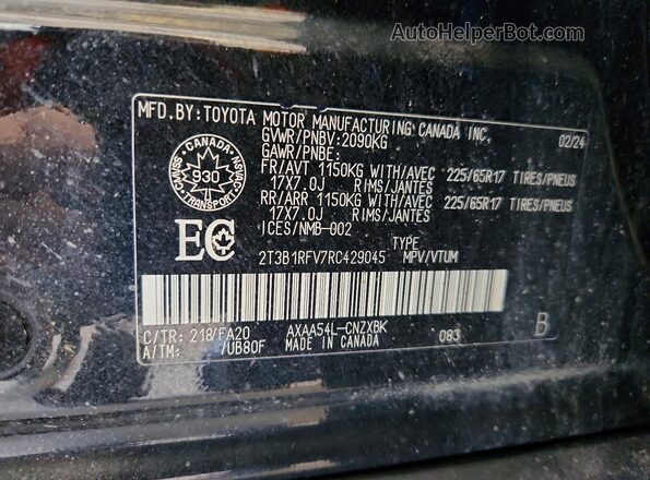2T3B1RFV7RC429045 2024 TOYOTA RAV Black Vista interior de 360 grados