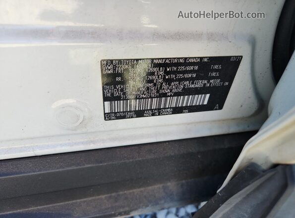 2T3B6RFV3MW021831 2021 TOYOTA RAV4 White 360 interior view