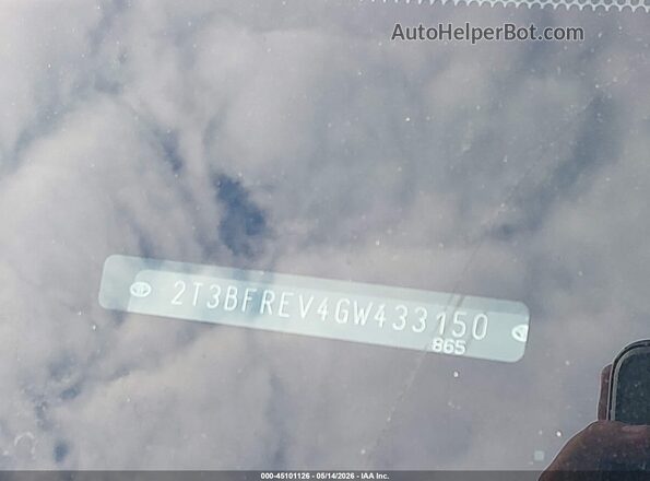 2T3BFREV4GW433150 2016 TOYOTA LE Серый Вид подкапотного пространства