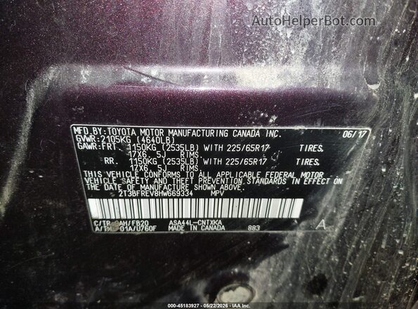 2T3BFREV8HW669334 2017 TOYOTA RAV4 Черный Вид подкапотного пространства
