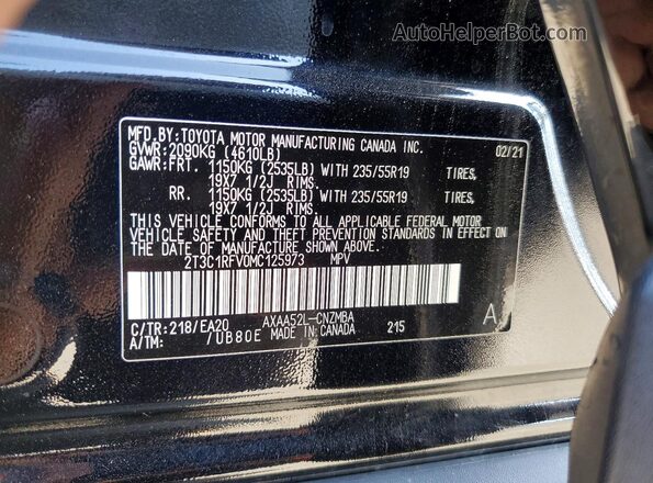 2T3C1RFV0MC125973 2021 TOYOTA RAV4 Black Панорамний вид салону 360°