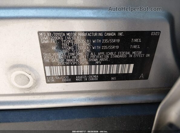 2T3C1RFV3PC225716 2023 TOYOTA RAV4 Серебряный Вид подкапотного пространства