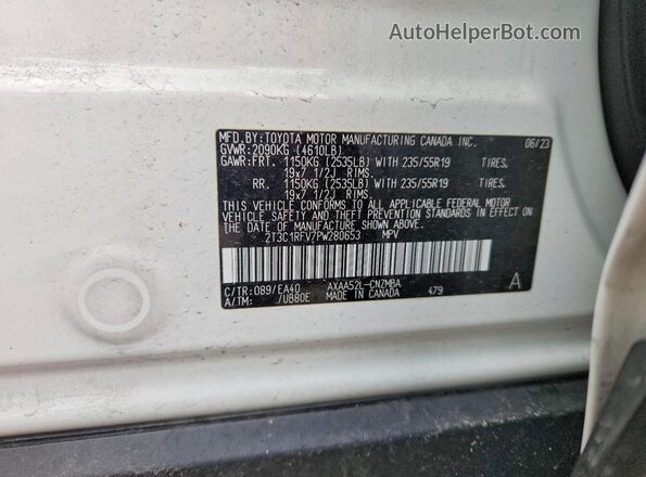 2T3C1RFV7PW280653 2023 TOYOTA LE White 