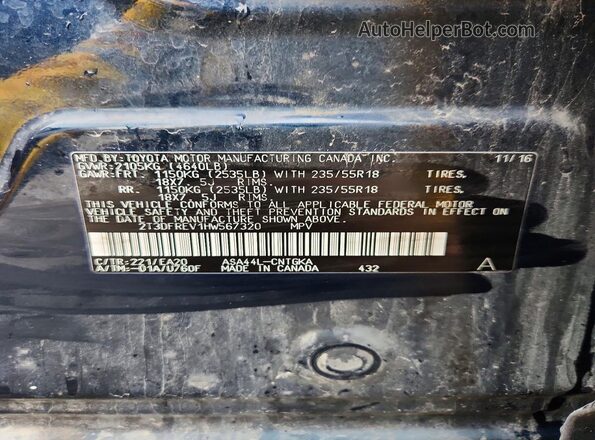 2T3DFREV1HW567320 2017 TOYOTA RAV4 Blue 