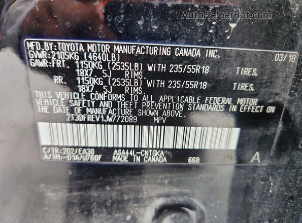 2T3DFREV1JW772089 2018 TOYOTA RAV4 Black 