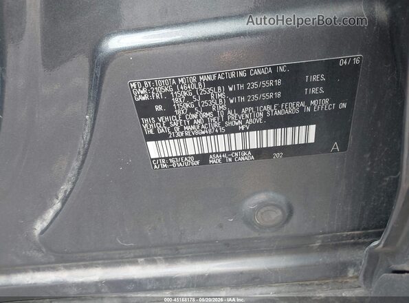2T3DFREV8GW487415 2016 TOYOTA RAV4 Gray Вид підкапотного простору
