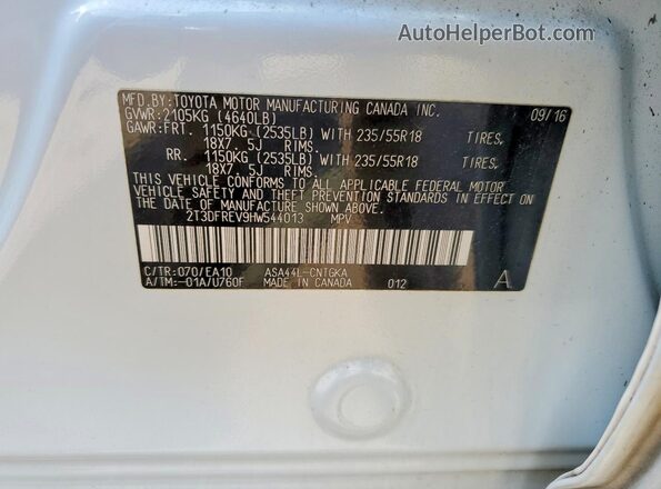 2T3DFREV9HW544013 2017 TOYOTA RAV4 White 