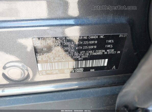 2T3E6RFV4MW017865 2021 TOYOTA RAV4 HYBRID Gray Вид підкапотного простору