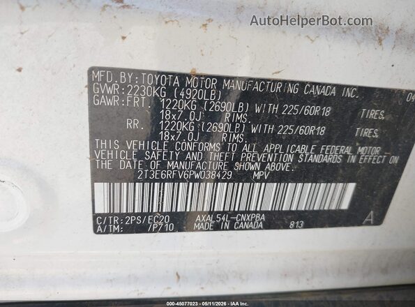 2T3E6RFV6PW038429 2023 TOYOTA RAV4 HYBRID White ძრავის განყოფილების ხედი
