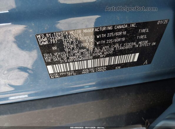 2T3E6RFV9SW088699 2025 TOYOTA RAV4 HYBRID Light Blue 