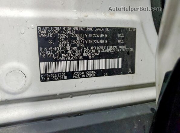 2T3EWRFV4LW054185 2020 TOYOTA RAV4 Белый 
