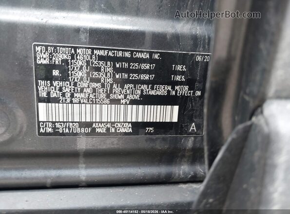 2T3F1RFV4LC115586 2020 TOYOTA RAV4 Gray Widok komory silnika
