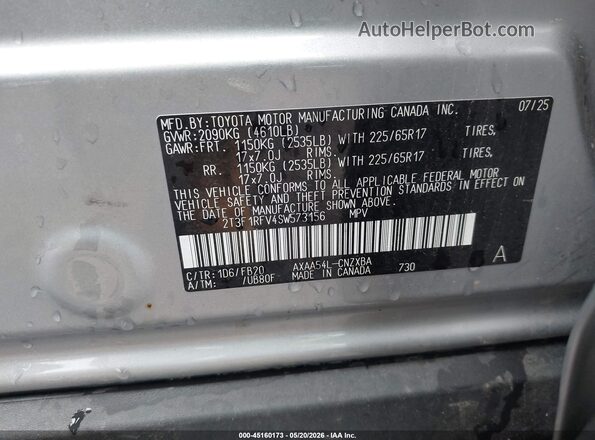 2T3F1RFV4SW573156 2025 TOYOTA RAV4 Silver Engine compartment view