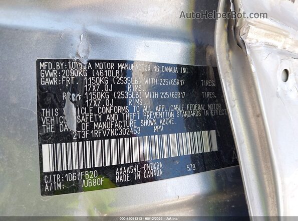2T3F1RFV7NC302453 2022 TOYOTA LE Silver Շարժիչի բաժամունքի տեսք