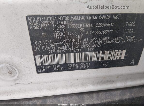 2T3F1RFV7RC413798 2024 TOYOTA RAV4 White Вид підкапотного простору
