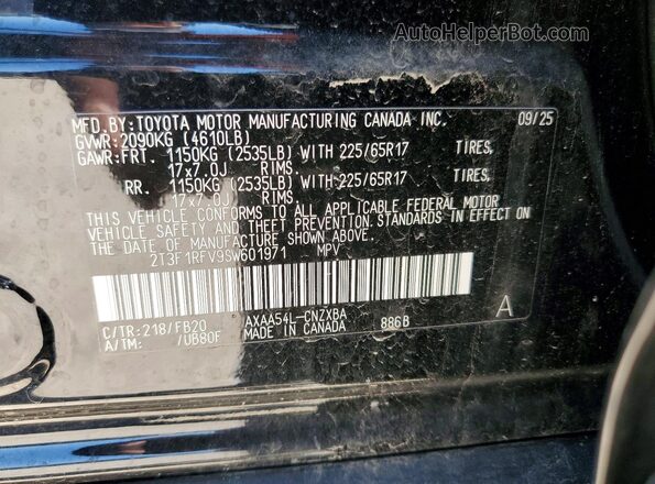 2T3F1RFV9SW601971 2025 TOYOTA RAV4 Black სალონის 360-გრადუსიანი ხედი