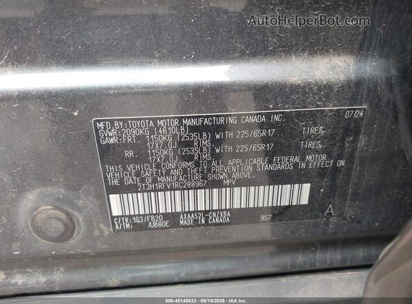 2T3H1RFV1RC288967 2024 TOYOTA RAV4 Gray Вид підкапотного простору
