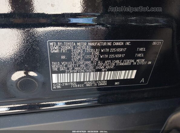 2T3H1RFV2MC146670 2021 TOYOTA RAV4 Black 