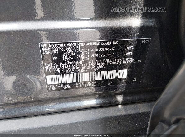 2T3H1RFV2RC285575 2024 TOYOTA LE Gray ძრავის განყოფილების ხედი
