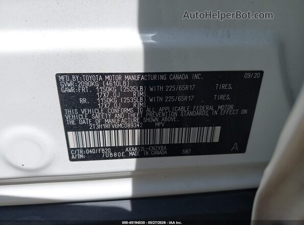 2T3H1RFV6MC089342 2021 TOYOTA RAV4 Белый Вид подкапотного пространства