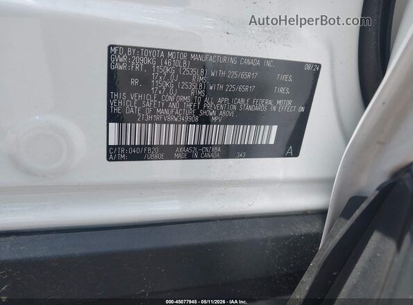2T3H1RFV8RW349908 2024 TOYOTA LE White Widok komory silnika