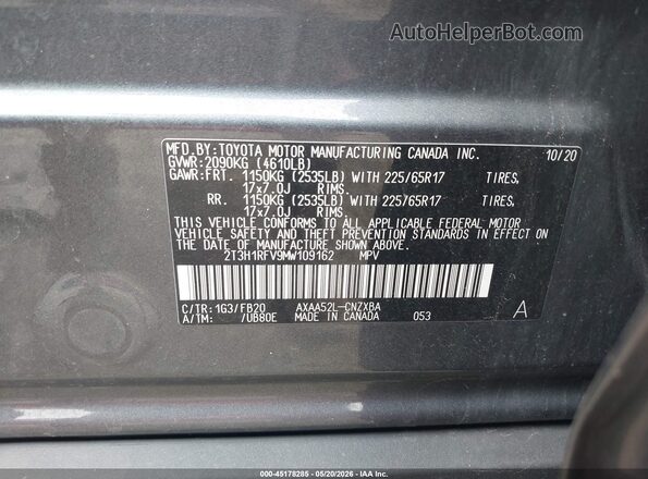 2T3H1RFV9MW109162 2021 TOYOTA RAV4 Gray Vista del compartimento del motor