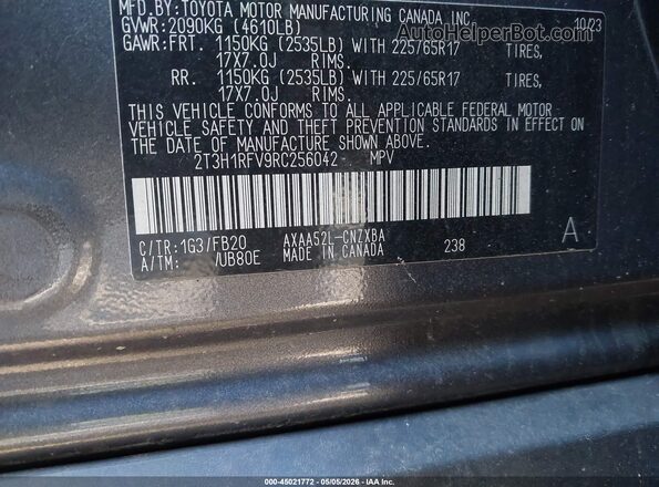 2T3H1RFV9RC256042 2024 TOYOTA LE Gray 
