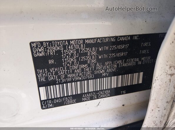 2T3H1RFV9RW307683 2024 TOYOTA RAV4 White Widok komory silnika