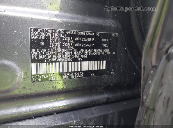 2T3H1RFV9SW402590 2025 TOYOTA LE Gray ძრავის განყოფილების ხედი