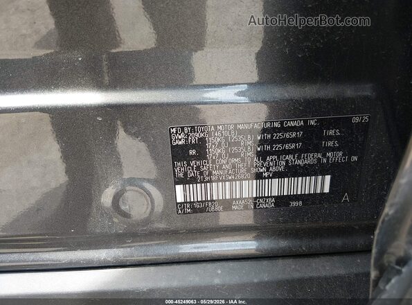 2T3H1RFVXSW426820 2025 TOYOTA RAV4 Gray Engine compartment view