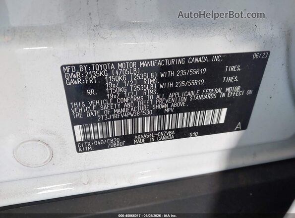 2T3J1RFV4PW381530 2023 TOYOTA RAV4 White 