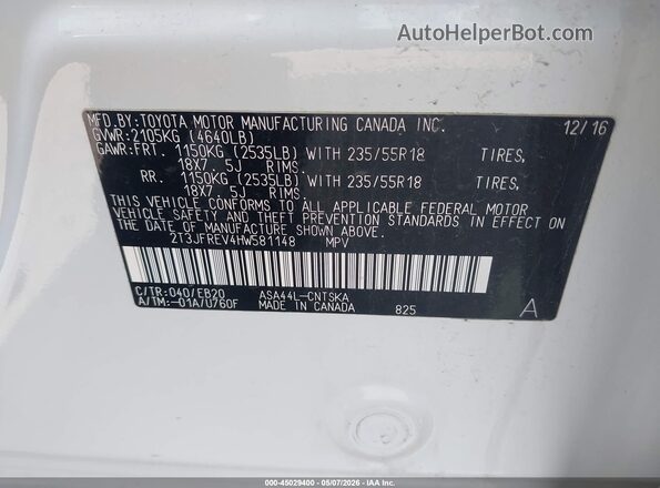 2T3JFREV4HW581148 2017 TOYOTA RAV4 White Engine compartment view