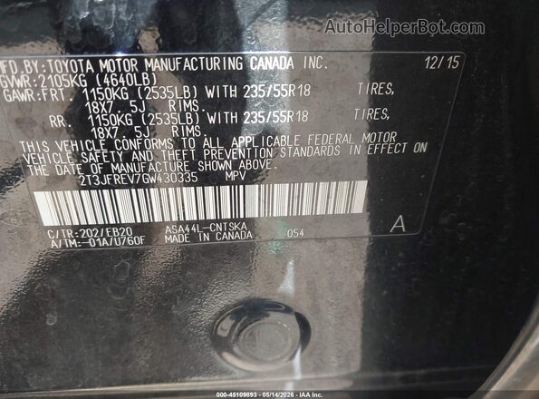 2T3JFREV7GW430335 2016 TOYOTA RAV4 Black Widok komory silnika