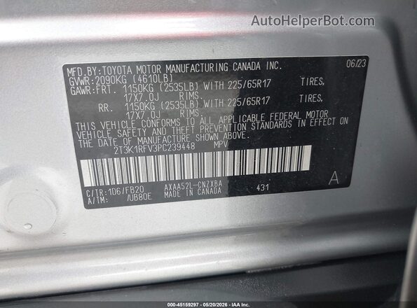 2T3K1RFV3PC239448 2023 TOYOTA RAV4 Gray Engine compartment view