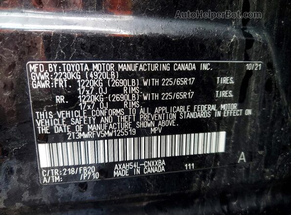 2T3MWRFV5MW125519 2021 TOYOTA RAV4 Black 