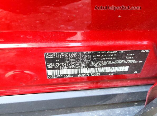 2T3N1RFV5SW537942 2025 TOYOTA RAV4 Red Vista interior de 360 grados