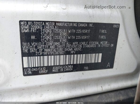 2T3P1RFV1PC387667 2023 TOYOTA RAV4 White ძრავის განყოფილების ხედი