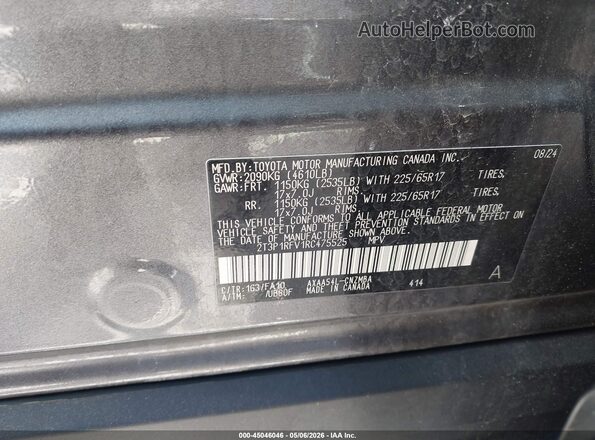 2T3P1RFV1RC475525 2024 TOYOTA LE Gray Շարժիչի բաժամունքի տեսք